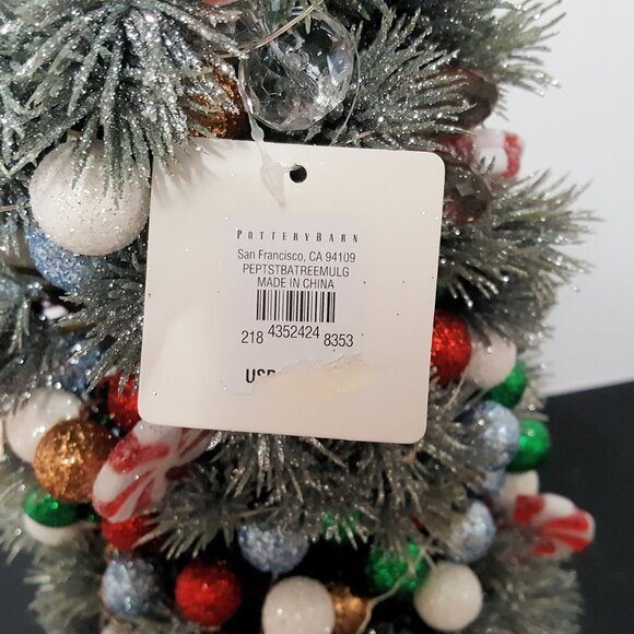 NEW RARE Pottery Barn Large Light Up Peppermint Twist Bauble Tree 9" diam, 24" h - Picture 5 of 6